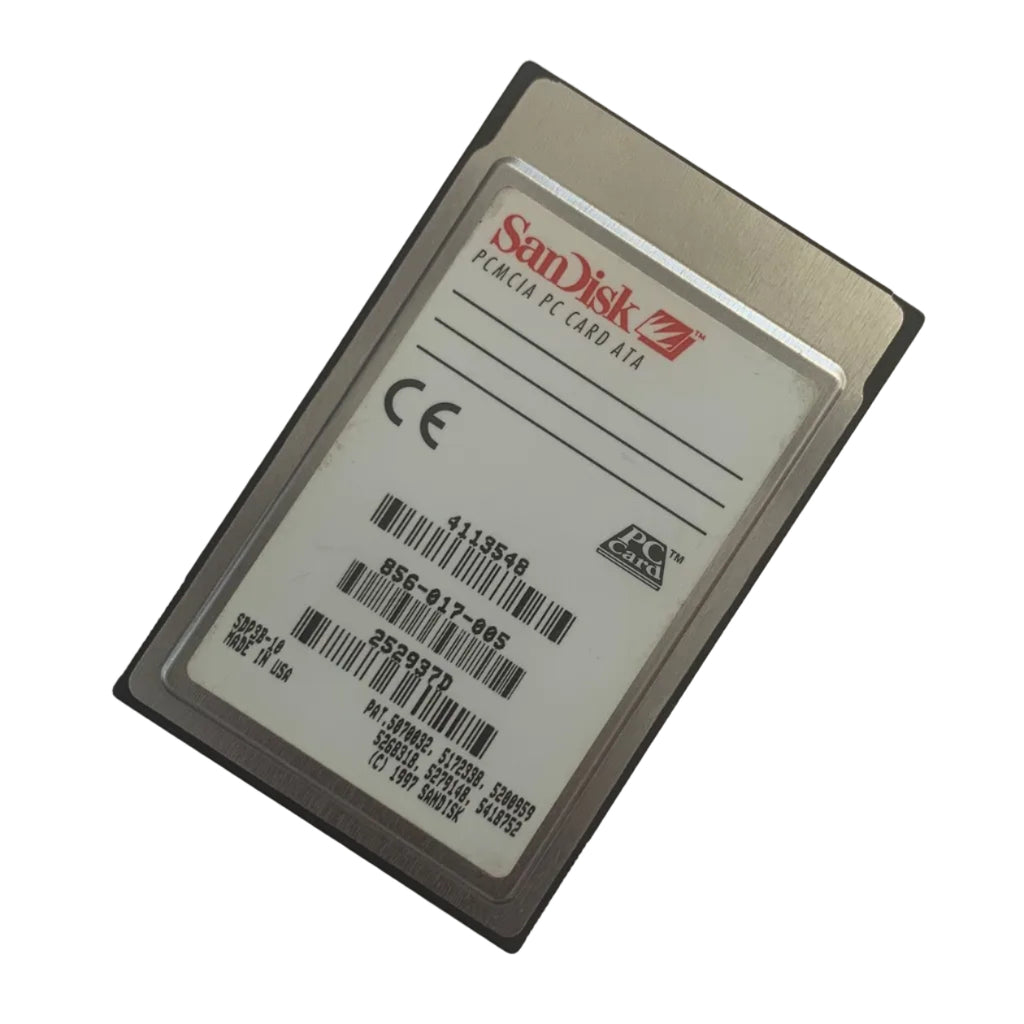 SanDisk ATA FLASH PCMCIA card on a white background