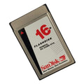 SanDisk 16MB flashdisk PCMCIA PC Card ATA on a white background. Front