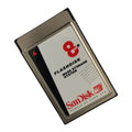SanDisk 8MB flashdisk PCMCIA PC Card ATA on a white background. Front