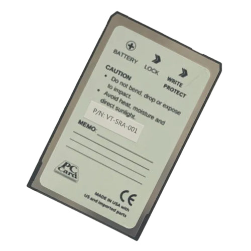 VT-SRA-001 1MB SRAM PCMCIA PC card with label and text . Right.