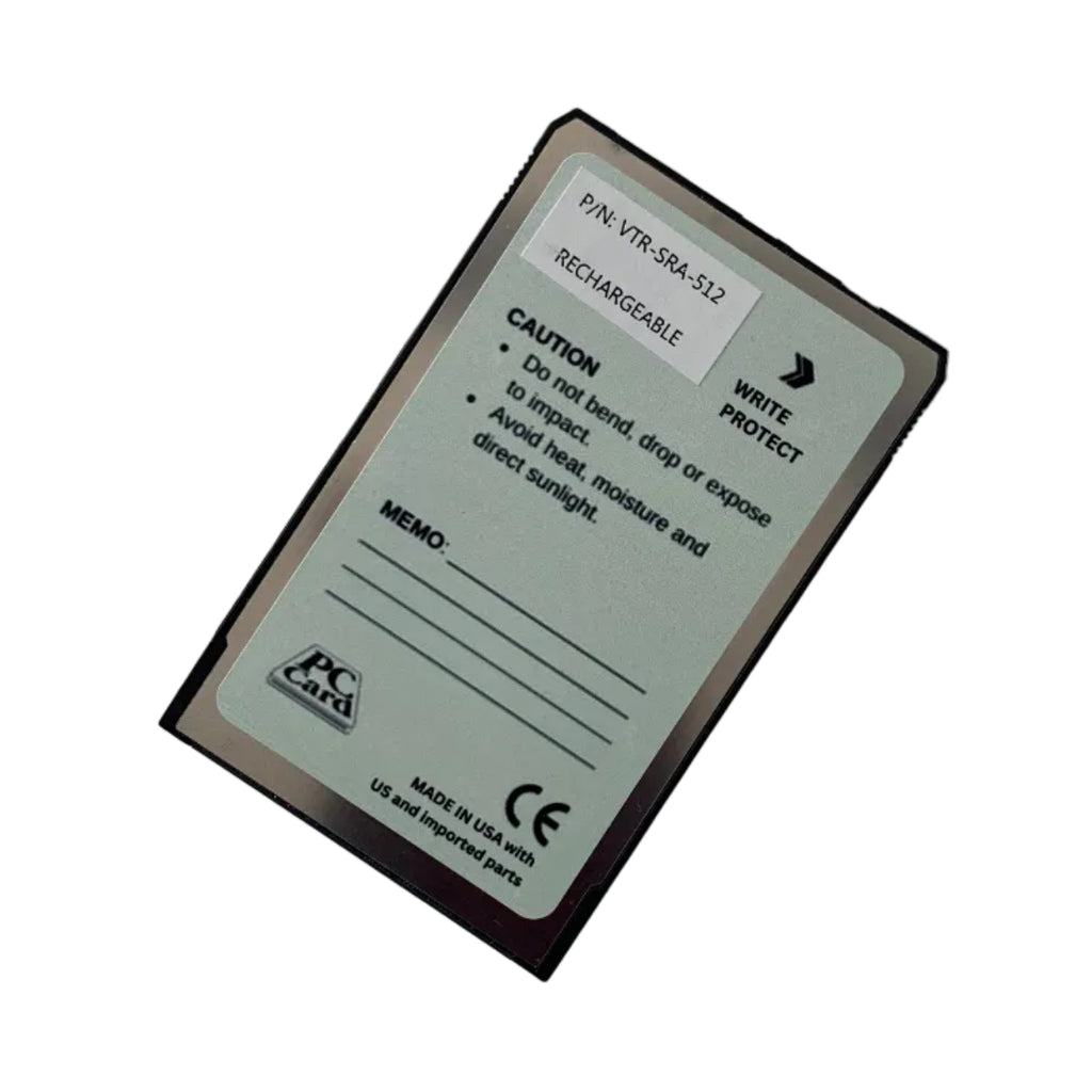 VTR-SRA-512 512KB SRAM PCMCIA PC card with label and text . Right